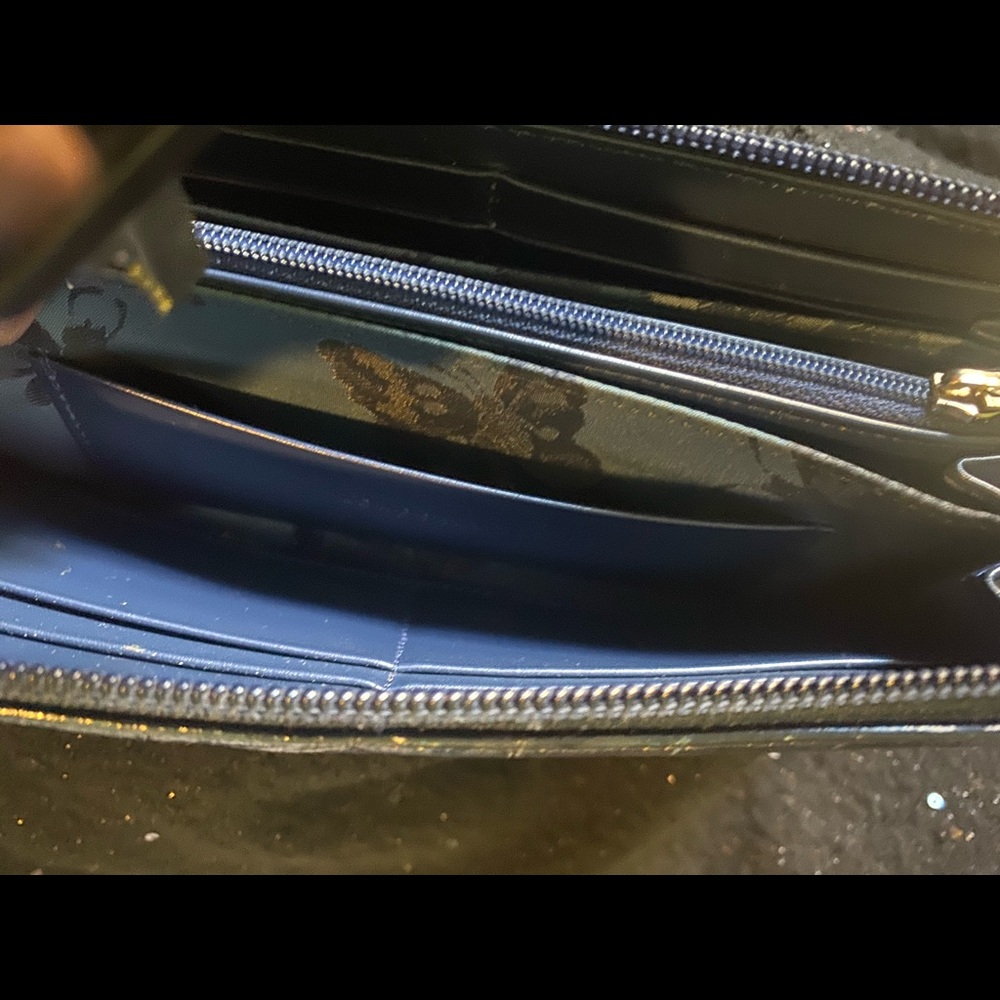 LONGCHAMP VTG CROC NAVY BLUE ACCORDION STYLE ZIPPED Wallet GORG RARE DISTRESSED - Picture 9 of 11